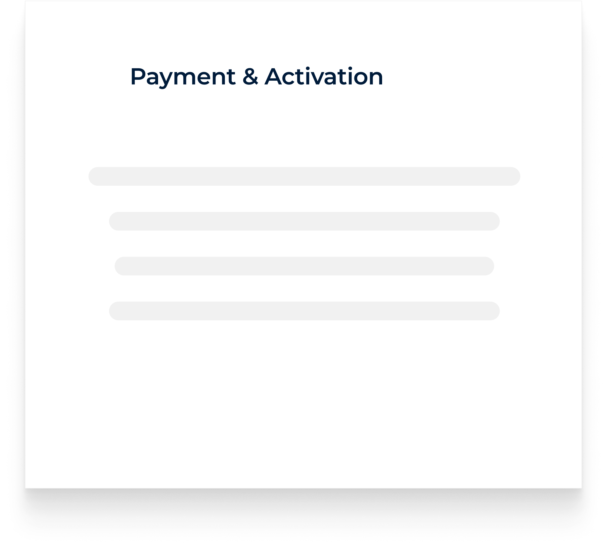 Payment and activation screen